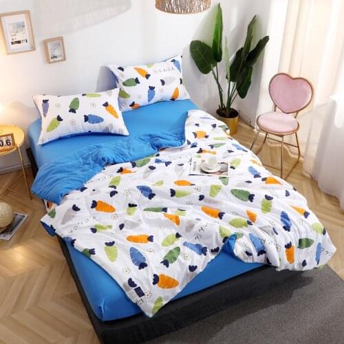 Print Pure Cotton Quilted Thin Quilt 4 Pcs Set Bedsheet Quilts 3 Pcs Sets Pillow Case Skin-friendly Children Adult Bedding Suit