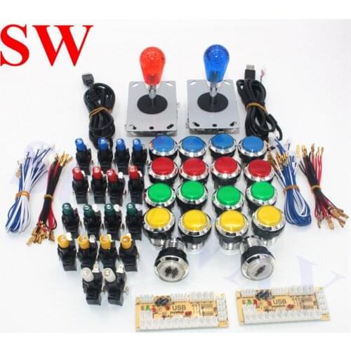 Arcade Game DIY Kit USB Encoder to PC Joystick controller crystal oval top ball LED Chrome Push Button For Street Fighting game