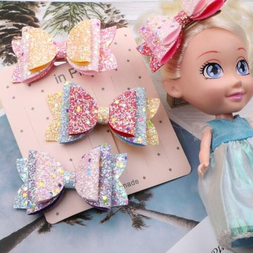 Colorful Sequins Bowknot Headgear Shoes Accessories Children Love Girl Gifts Princess Hairpin Diy Material