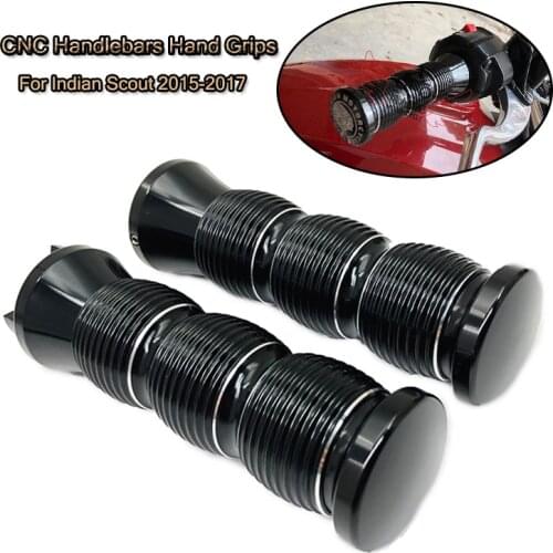 Left & Right Motorcycle CNC Aluminum Handlebars Hand Grips Black for Indian Scout 2014 2015 2016 2017 Motorcycle Accessories