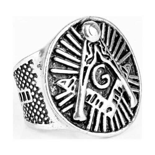 MQCHUN Mason Symbol Member Rings Men Vintage Exggerated Big G Punk FINGER RING For Men Party Accessories -25