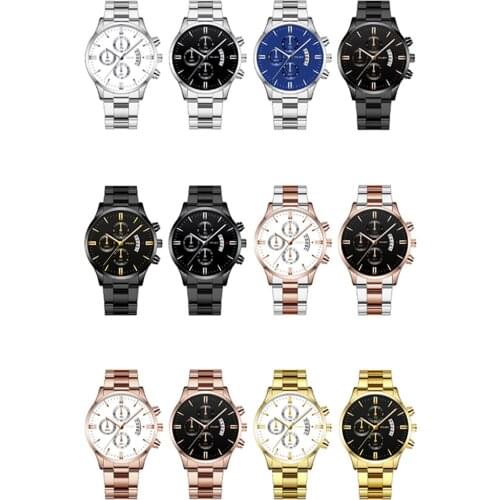 Business Mens Watches Auto Date Chronograph Quartz Watch Stainless Steel Casual Wrist Watches Gift for Men XIN-Shipping