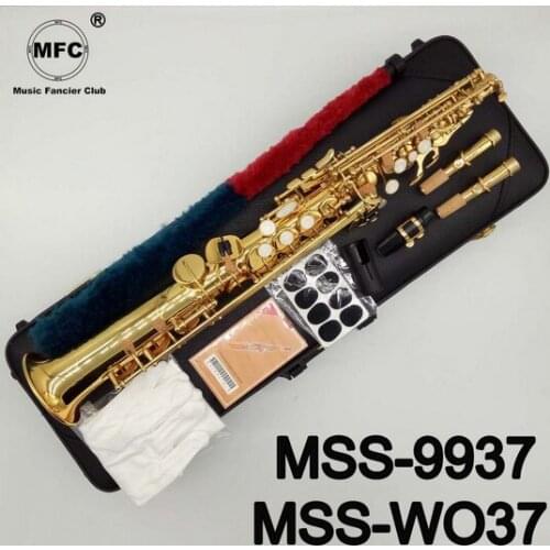 Music Fancier Club Soprano Saxophone MSS-9937 MSS-WO37 Gold Lacquer With Case Sax Soprano Mouthpiece Ligature Reeds Neck