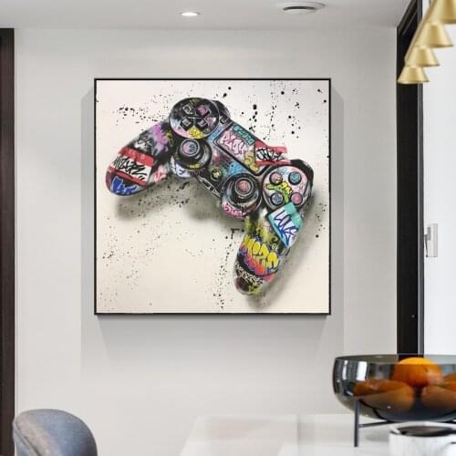 Graffiti Art Game Controller Canvas Art Posters and Print Abstract Game Handle Canvas Paintings for Bedroom Decor