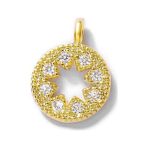 Factory wholesale Gold Color Brass and Zircon Round Charms Pendants Necklace and Bracelet Earring Diy Jewelry Accessories