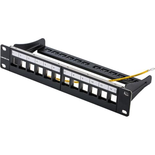12 Ports Blank Patch Panel for cat.5e cat.6 Cat6A Keystone Modules 10" Inch Rack Mount Management Support Bar For RJ45/RJ11/RJ12