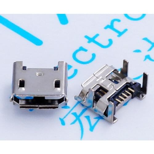 10pcs Micro USB connector 5pin seat Jack Micro usb Four legs 5P Inserting plate seat Mini usb connector Free shipping
