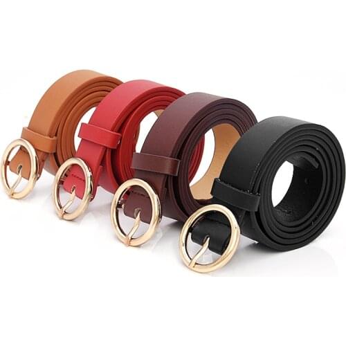 New Classic Retro Fashion All-Match Leather Light Body Round Buckle Simple Circle Pin Belts For Women Fashion Jeans Female