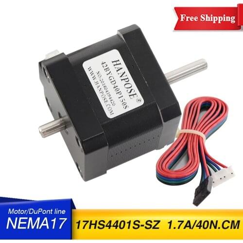 10PCS Stepper Motor 42 double shaft motor NEMA 17 1.7A 40N.CM 17HS4401S-SZ motor 4-lead for CNC 3D printer Stage lighting