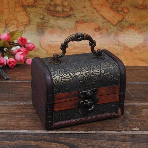 1PC Vintage Red Wood Storage Box Women Jewelry box Small Wood Case Display Stand Organizer Casket Storage Box NA 004