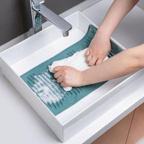 Silicone Clothes Washing Board Thicken Folding Washboard Bathroom Kid Clothes Cleaning Laundry Scrubbing Anti-skid Save Space