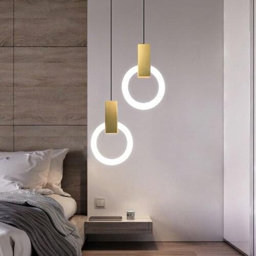 Modern Minimalism Ring Chandelier Pendant Light Dining Room Bedside Staircase Simple Hanging Lamp Fixtures Home Indoor Decor