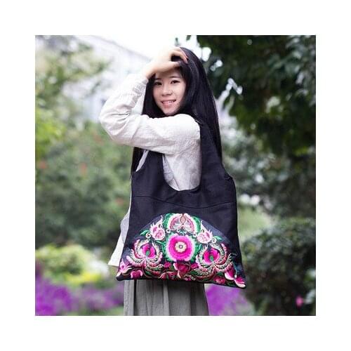 Nice single-face embroidery national women shopping handbags!Hot bohemian prints lady casual totes All-match canvas shoulder bag