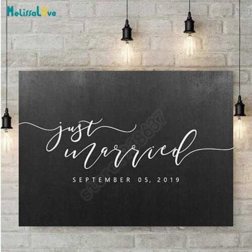 Just Married Custom Date Party Reception Sign Decal New Design Wedding Vinyl Sticker Modern Fashion Wedding Car Art Decor B815