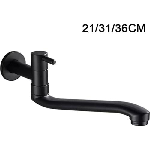 Rotatable Mop Pool Faucet G1/2 Single Cold Leakproof Hotel Kitchen Faucet Balcony Basin Sink Home Lengthen Modern Black Faucet