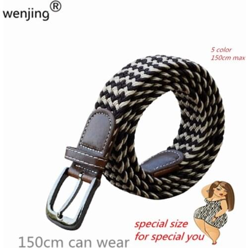 WJWB21 Women Special Size Plus 3.5cm Wide 150cm 130cm Long Polyester Cotton Sretch Canvas Belt
