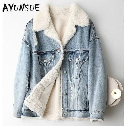 AYUNSUE Real Fur Coat Women Lamb Fur Liner Winter Coat Women Clothes 2020 Korean Real Fur Parka Abrigo Mujer KQN49006 YY1576