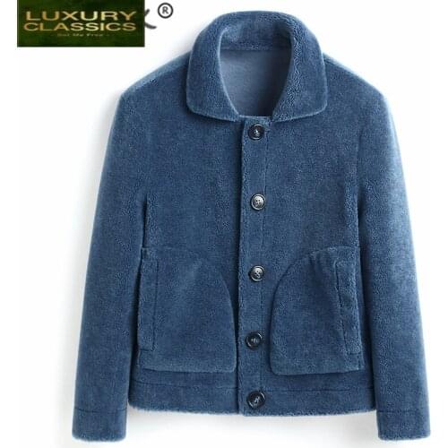 Winter Coat Male Fashion Real Fur Coat Men Clothing 2021 Korean Streetwear Mens Shearling Jacket Sheep Fur Casaco 19050