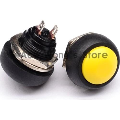 1pcs 12mm Yellow Waterproof Momentary Push button Switch OFF-(ON) Self Return