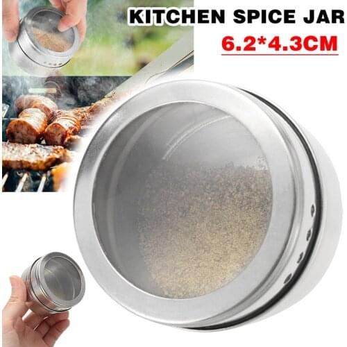 1pc Kitchen Spice Herb Jar Stainless Steel Tin Magnetic Shaker Container Condiment Seal Storage Bottles Cooking Kitchen Tools