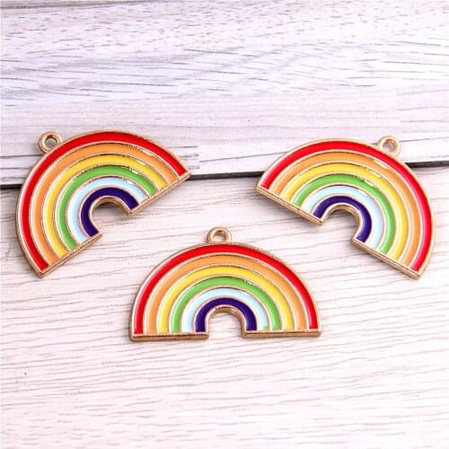 10pcs Alloy rainbow charms metal pendant accessories necklace earrings making dangle hand-made DIY materials fashion