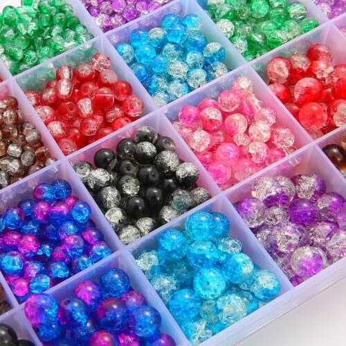 100-50pcs 4/6/8mm Double Colored Cracked Beads Spacer Beads For Jewelry Making Handmade DIY