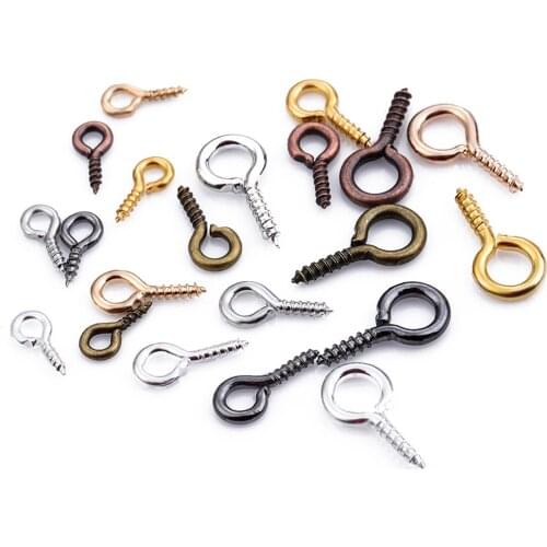 200pcs Mix Colour Small Tiny Mini Sheep Eyes Pins Eyepins Hooks Screw Eyelets Screw Threaded Clasps Jewelry Making Accessories