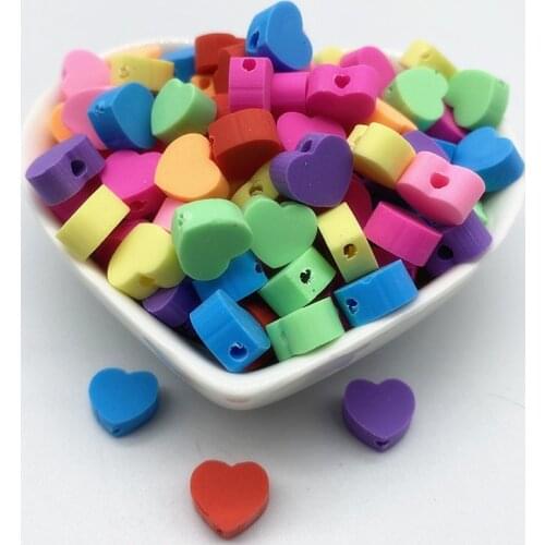 30pcs/Lot 10mm Mixed Colors LOVE Shape Clay Spacer Beads Polymer Clay Beads For Jewelry Making DIY Handmade Accessories #11