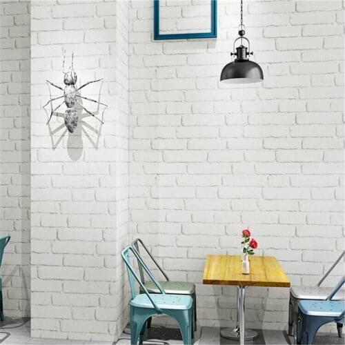 3D three-dimensional обои retro brick white brick pattern Nordic style wallpaper ins modern minimalist TV background wall paper