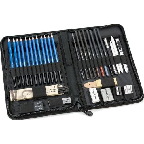 42Pcs/Set Professional Sketch Pencil Sketching Drawing Kit Charcoal Wooden Box Set For Painter Art Supplies