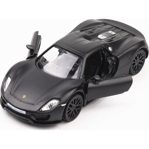 5 Inch High Simulation Toy Vehicles Diecaste Metal Alloy Car for Porsche 918 Spyder Model Toy Vehicles Matte Black for Kids Gift