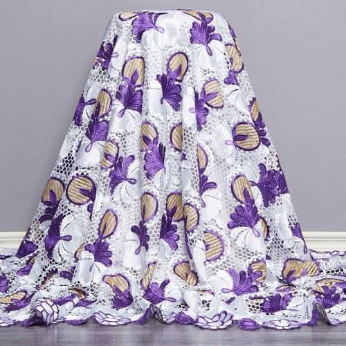 African Lace Fabric 2021 High Quality Lace Purpel Guipure Cord Nigerian Embroidery Sewing Fabrics 5 Yards Dresses For WomenA2550