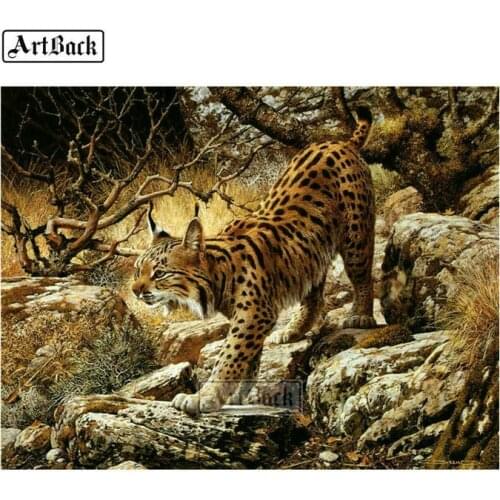 ARTBACK Animal 5d diy Diamond Painting Leopard 40x50cm Full Square Icon Diamond Mosaic 3d round Home Decor Gift