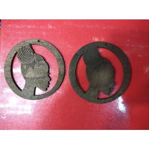 Free Shipping! 8cm Black Color Engraving Afro Girl Earrings
