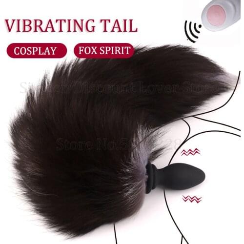 Wireless Remote Control Vibrating Fox Tail Plug Silicone Anal Plug Vibrator Cosplay Adult Games Anal Sex Toys For Couples Woman