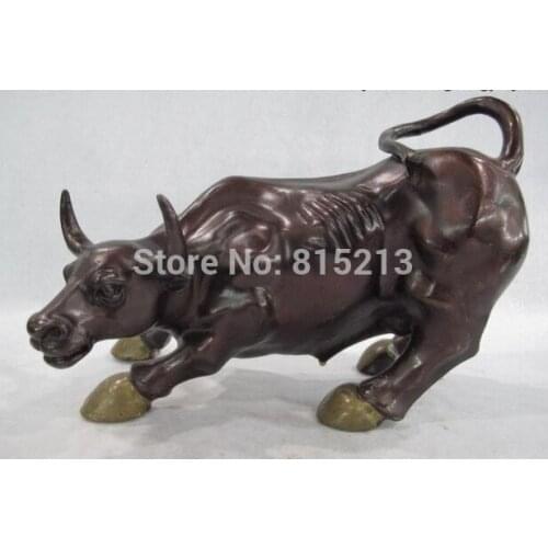 Bi001226 Chinese Copper Bronze Folk Feng Shui Money Wealth Money Cow OX Bull Art Statue
