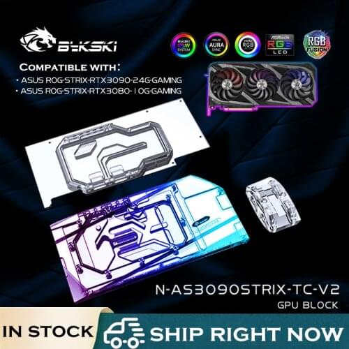 Bykski N-AS3090STRIX-TC-V2,Dual Active Cooling GPU Backplate Block For ASUS RTX3080 3090 STRIX Gaming,Double-sided VGA Cooler