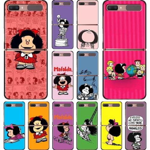 Smartphone Case For Samsung Galaxy Z Flip 3 5G Cover PC Shell Black Caso Hard Capa Cellphone Fundas Mafalda