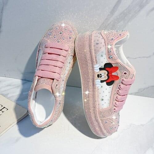 DDisney children cartoon Mickey Mouse female thick-soled summer crystal sequin casual shoes student sports sand net sandals