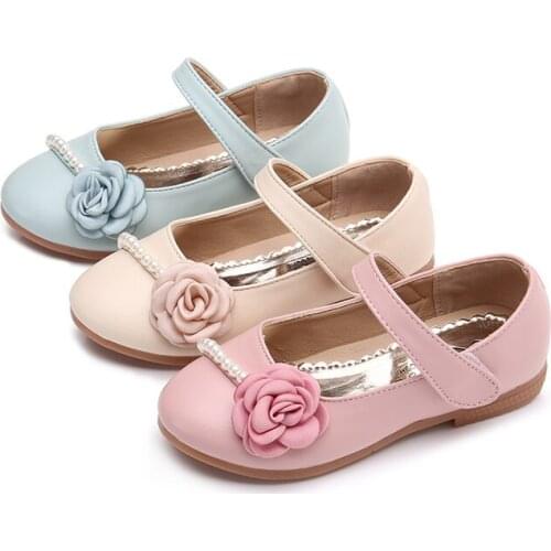 Children Leather Shoes Autumn Kids Shoes For Girls Princess Flower Pearl Shoes Fashion soft bottom Sneakers