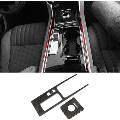 For Jaguar XE XEL XF XFL F-PACE ABS Carbon Fiber Style Interior Center Console Cup Holder Frame Trim Cover Car Accessories