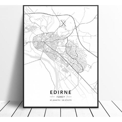 Edirne Antalya Mugla Mersin Izmir Istanbul Adana Ankara Turkey Canvas Art Map Poster