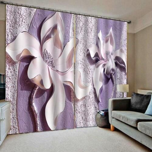 Purple curtains louts curtain 3D Curtain Luxury Blackout Window Curtain Living Room relief Decoration curtains