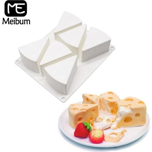 Meibum 6 Cavity Cheese Shape Cake Mold Mousse Dessert Mould Silicone Molds Muffin Pastry Baking Pan Cake Decorating Tools