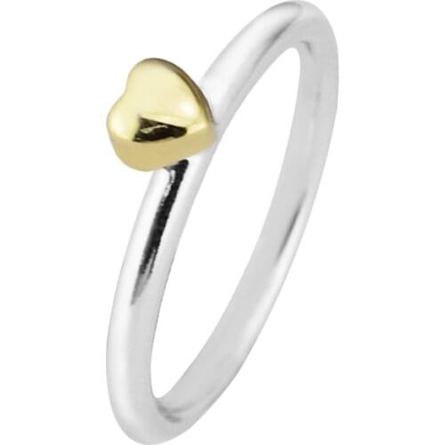 Ring Puzzle Heart Silver Rings With 14K REAL GOLD For Women Men Anel Feminino 100% 925 Jewelry Sterling Silver Anillos Wedding