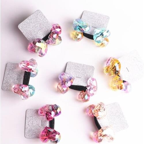 2PCS New Cute Colourful Heart Type Princess Headwear Kids Elastic Hair Bands Children Ropes Girls Accessories Baby Headdress