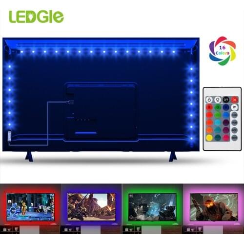 3M TV Backlight Kit USB RGB LED Strip Light With 24-key Battery Remote Controller for Bed Car Party Mood Ship Lights Mirror Lamp