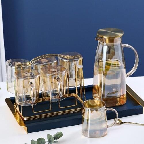 Cool kettle glass high temperature resistant household large-capacity Nordic wind teapot summer cool white water cup tie pot set