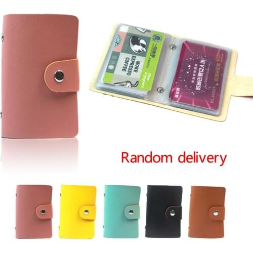 Small Portable Mini Card Holders Leather Business Card Case Credit Card Bag Credit Card Holder Candy Color Random
