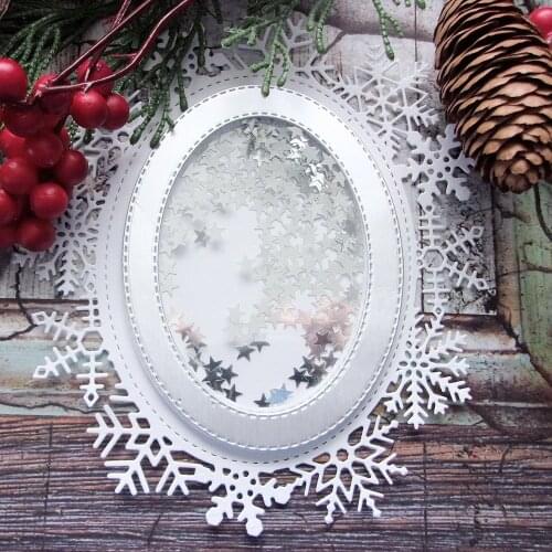 Metal Cutting die Cut nesting Oval snowflake frame Scrapbooking Paper Craft Handmade Card Album Punch Art Cutter Alinacutle Die